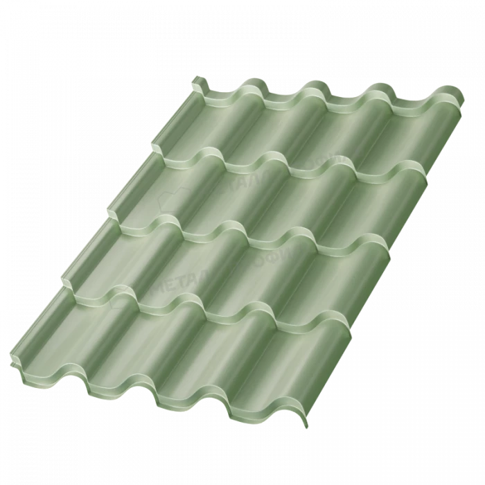 Металлочерепица Металл-Профиль Монтерроса-S 0,5 PURMAN® Tourmalin Светло-зеленый металлик