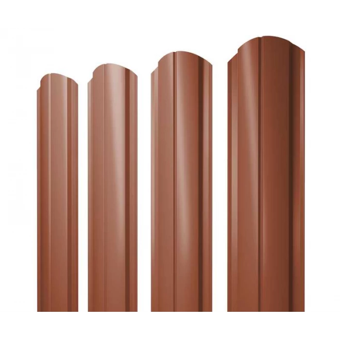 Штакетник Полукруглый Slim фигурный Grand Line 0,5 Satin Matt RAL 8004 Терракота