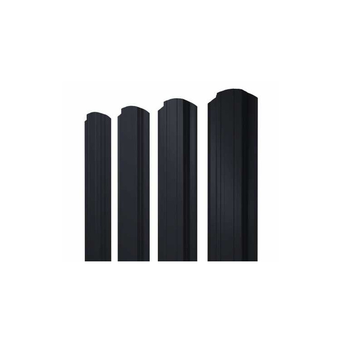 Штакетник Прямоугольный Grand Line 0,5 Velur RAL 9005 Черный | 1.65 м