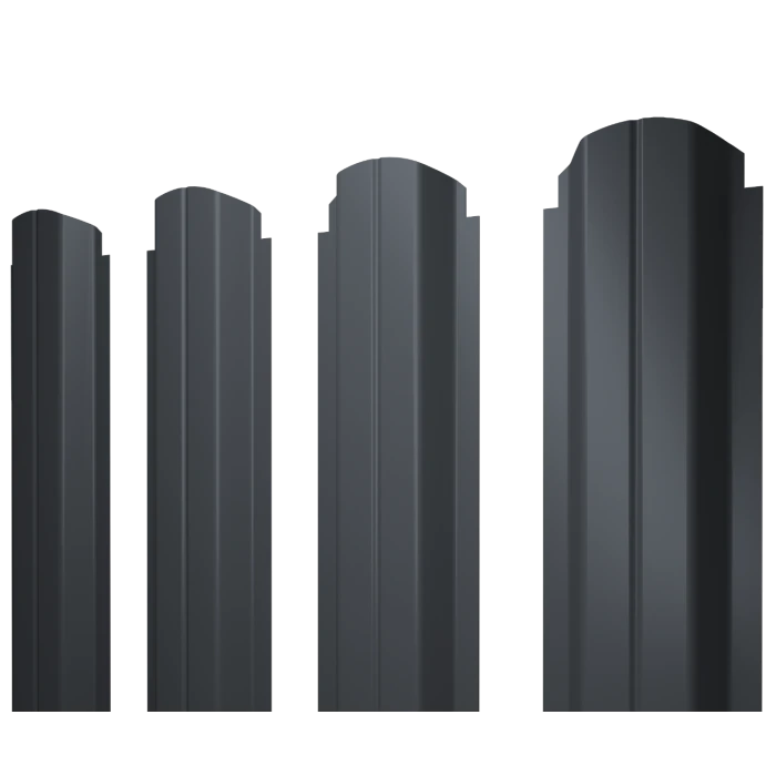 Штакетник П-образный А фигурный Grand Line 0,5 Satin RAL 7024 Мокрый Асфальт