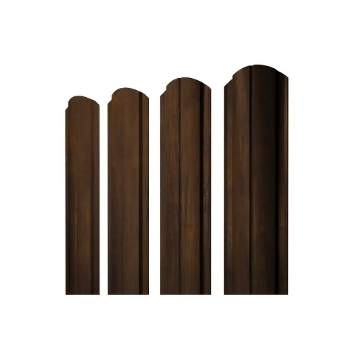 Штакетник Полукруглый Slim фигурный Grand Line 0,45 Print Elite Chestnut Wood Chestnut Wood
