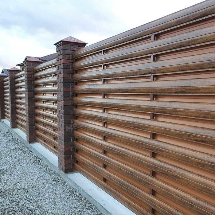 Штакетник Металл Профиль ELLIPSE-T 0,5 ECOSTEEL® текстурированный Золотой Дуб | двустороннее покрытие фото 4