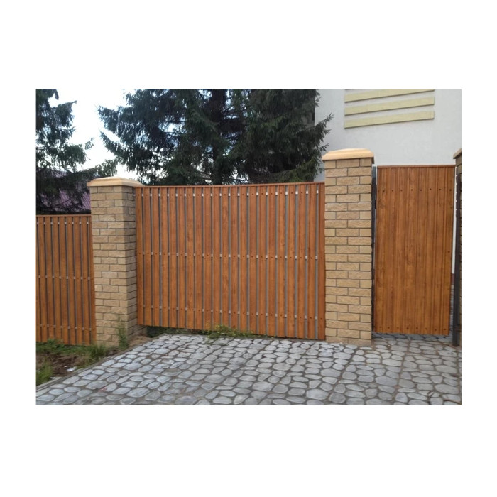 Штакетник Металл Профиль TRAPEZE-T 0,5 ECOSTEEL® матовый Золотой Дуб фото 5