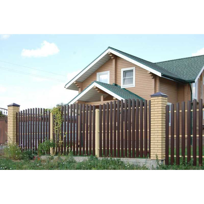 Штакетник Прямоугольный фигурный Grand Line 0,45 Print Elite Chestnut Wood Chestnut Wood фото 6