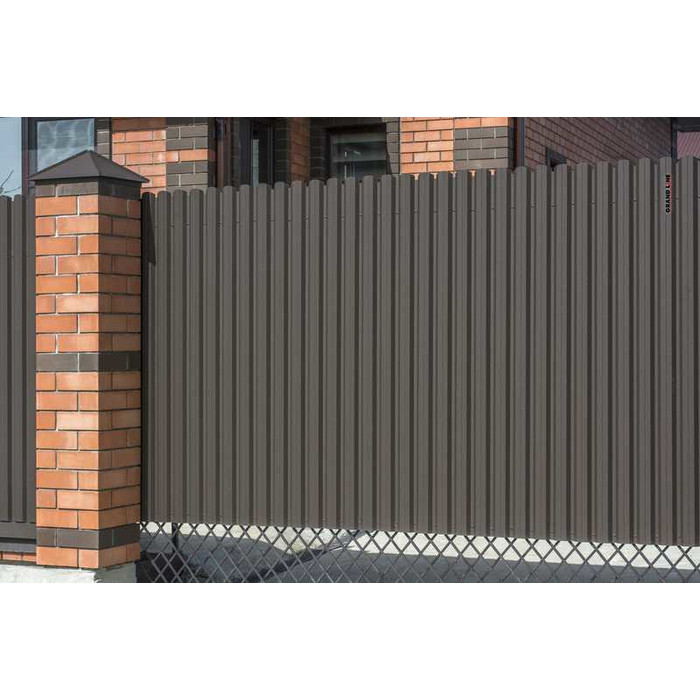 Штакетник П-образный B фигурный Grand Line 0,5 Velur RR 32 Темно-Коричневый фото 4