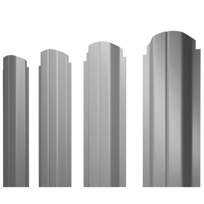 Штакетник П-образный А фигурный Grand Line 0,45 Полиэстер RAL 9006 Бело-Алюминиевый