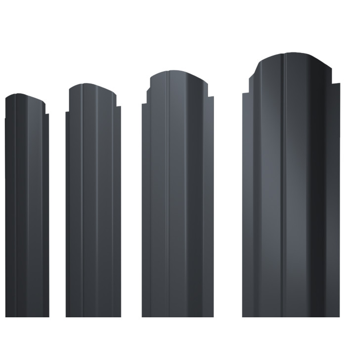 Штакетник П-образный А фигурный Grand Line 0,5 GreenCoat Pural BT, matt RR 23 Темно-Серый