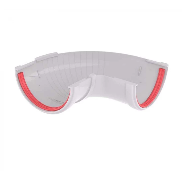 Угол желоба составной 90-150 град. ПВХ Grand Line белый