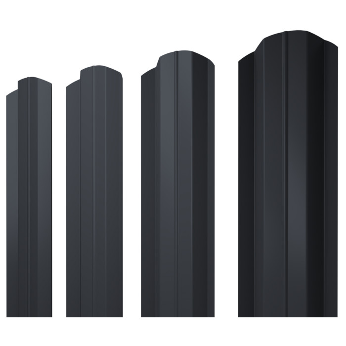 Штакетник М-образный В фигурный Grand Line 0,4 Полиэстер матовый - double RAL 7024 Мокрый Асфальт