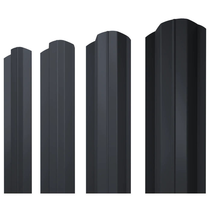 Штакетник М-образный В фигурный Grand Line 0,4 Полиэстер матовый - double RAL 7024 Мокрый Асфальт