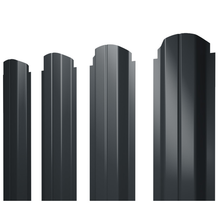 Штакетник П-образный А фигурный Grand Line 0,5 Rooftop Matte RAL 7016 Антрацитово-Серый