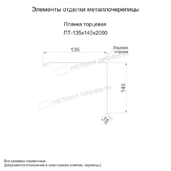 Планка торцевая 135х145х2000 (PURMAN-20-8017-0.5)