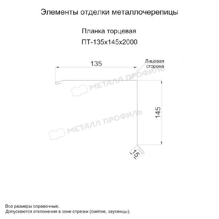 Планка торцевая 135х145х2000 (PURMAN-20-9005-0.5)