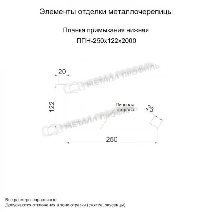 Планка примыкания нижняя 250х122х2000 (PURMAN-20-Tourmalin-0.5)