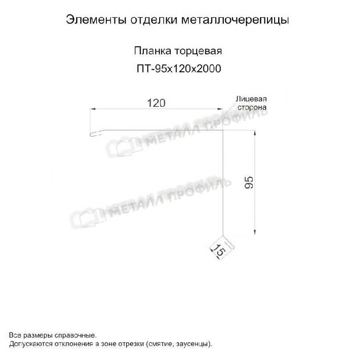 Планка торцевая 95х120х2000 (PURETAN-20-RR35-0.5) фото 2