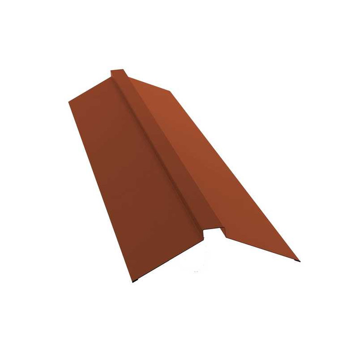 Планка конька плоского Grand Line 115х30х115 0,5 Satin RAL 8004 терракота