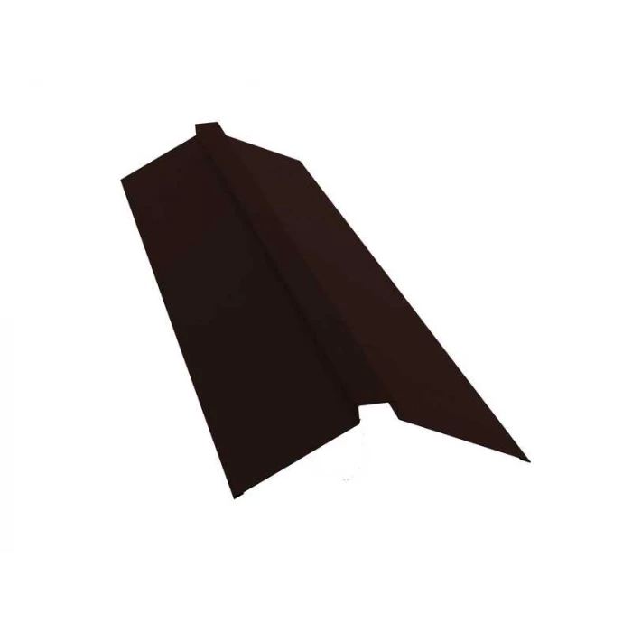 Планка конька плоского 150х40х150 0,5 GreenCoat Pural BT с пленкой RR 887 шоколадно-коричневый (RAL 8017 шоколад)