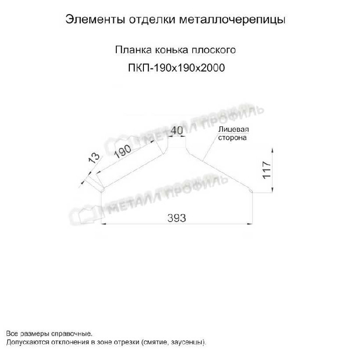 Планка конька плоского 190х190х2000 (PURMAN-20-Argillite-0.5) фото 2
