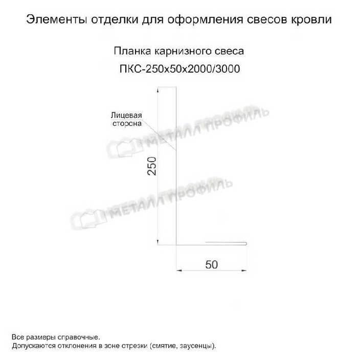Планка карнизного свеса 250х50х2000 (PURMAN-20-Citrine-0.5) фото 2