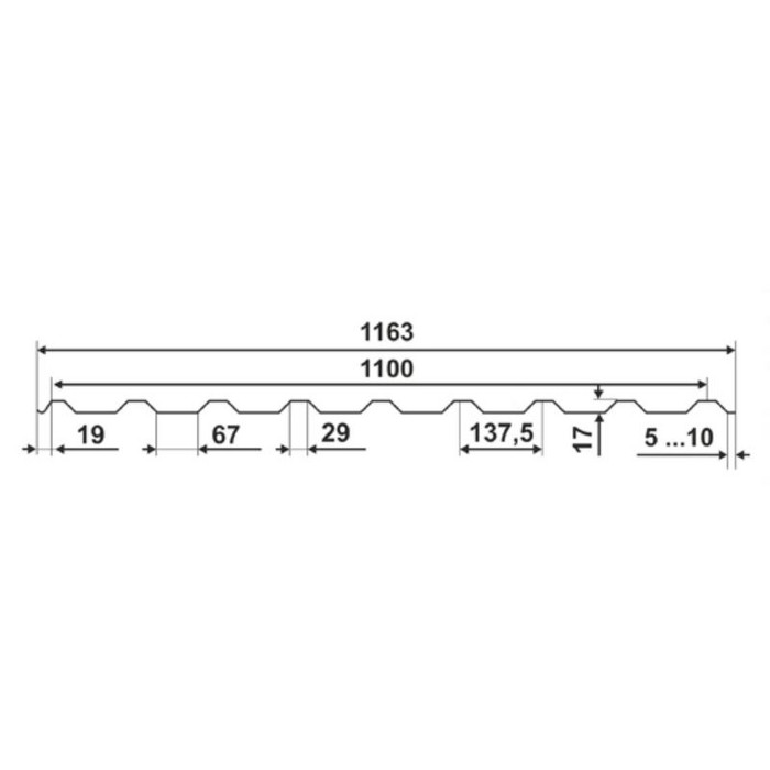 Профнастил Профлист-Металл C17ПГ 0.9 Полимерный RAL 5005