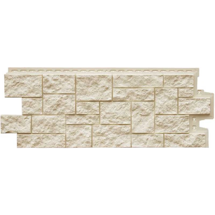 Фасадная панель Grand Line Дикий камень Стандарт Молочный