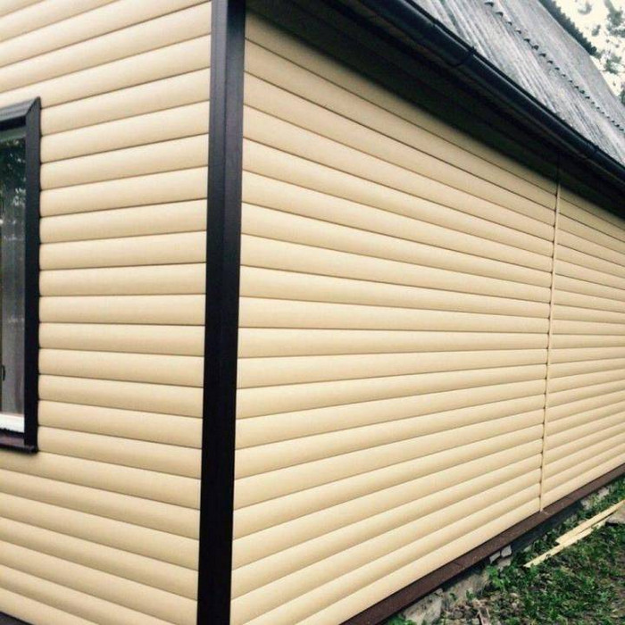 Металлический сайдинг Grand Line Блок-хаус 0.5 мм Satin RAL 1015 светлая слоновая кость фото 2