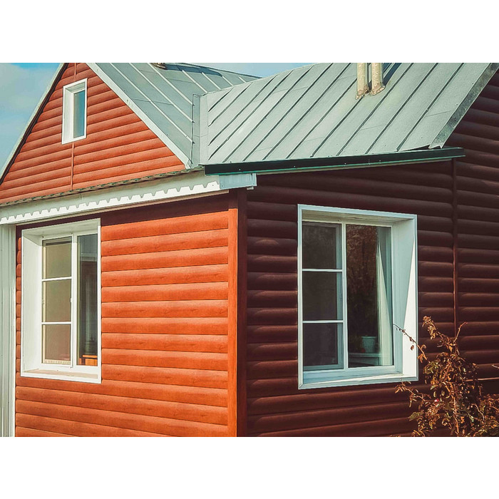 Металлический сайдинг Grand Line Блок-хаус 0.5 мм Satin RAL 8004 терракота фото 2