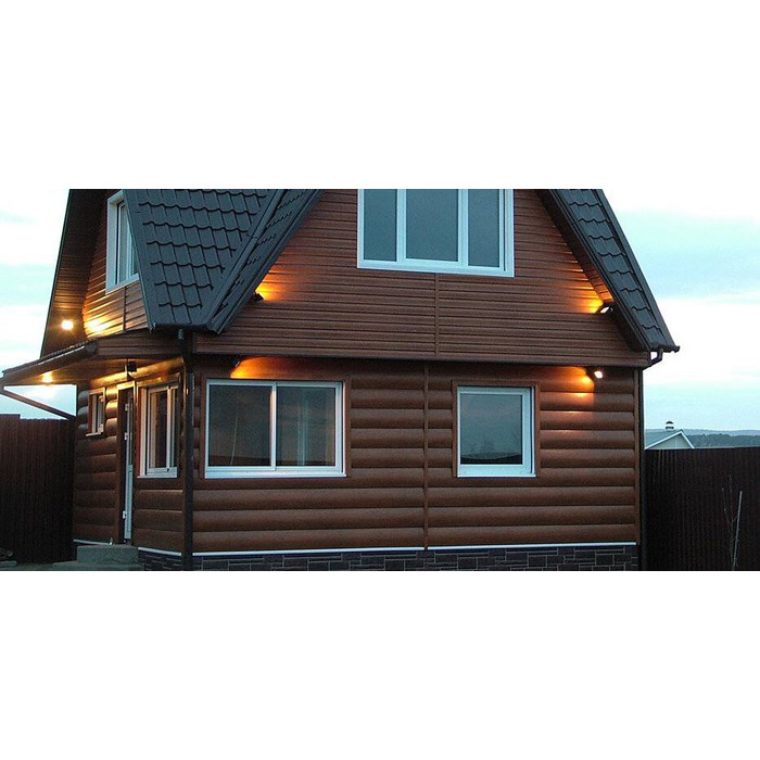 Металлический сайдинг Grand Line Блок-хаус 0.5 мм Satin RR 32 темно-коричневый фото 3