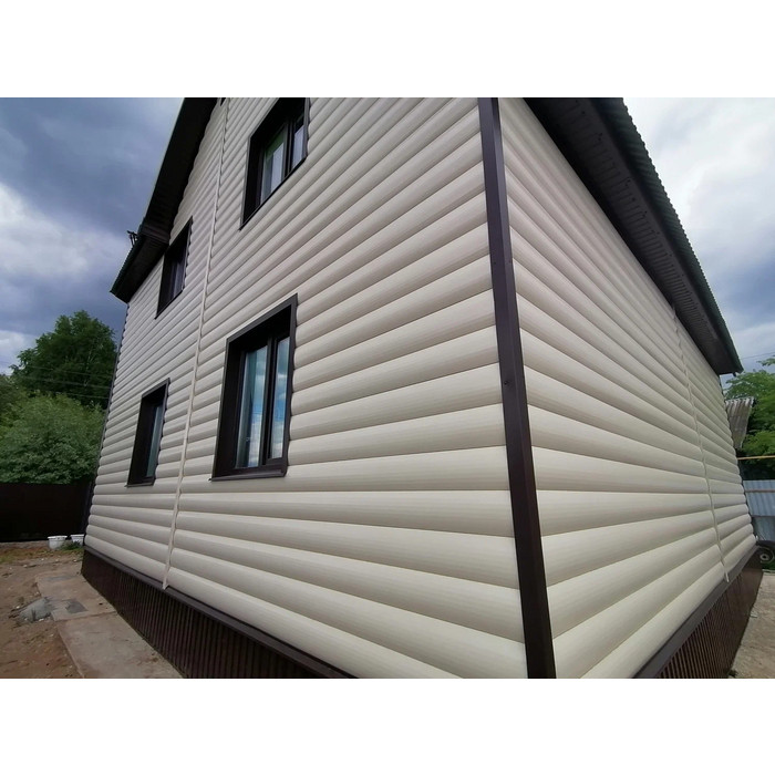 Металлический сайдинг Grand Line Блок-хаус 0.45 мм Print Elite Snow Wood фото 3