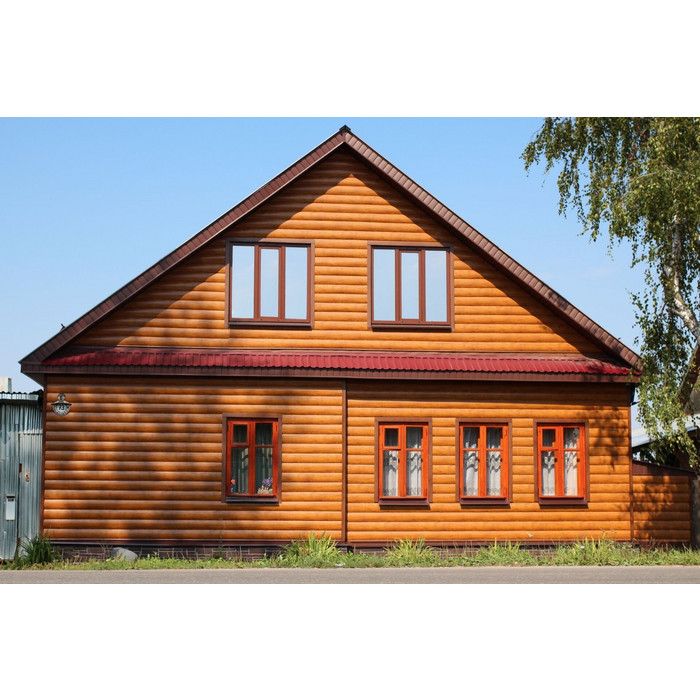 Металлический сайдинг Grand Line Блок-хаус 0.45 мм Print Premium Golden Wood фото 2