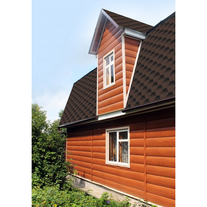 Металлический сайдинг Grand Line Блок-хаус 0.45 мм Print Premium Rowan фото 4