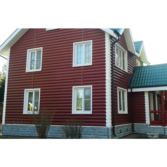 Металлический сайдинг Grand Line Блок-хаус 0.5 м Velur RAL 3009 оксидно-красный фото 3