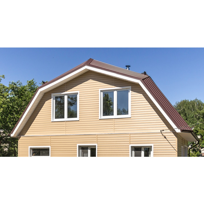 Металлический сайдинг Grand Line Вертикаль 0.45 мм classic Drap ST с пленкой RAL 1014 светлая слоновая кость фото 3