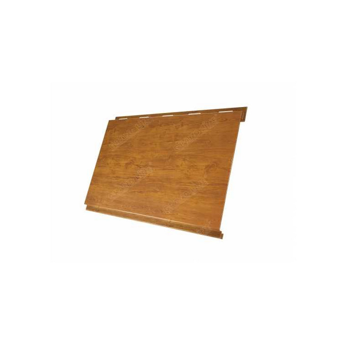 Металлический сайдинг Grand Line Вертикаль 0.45 мм classic Print-double Elite с пленкой Golden Wood