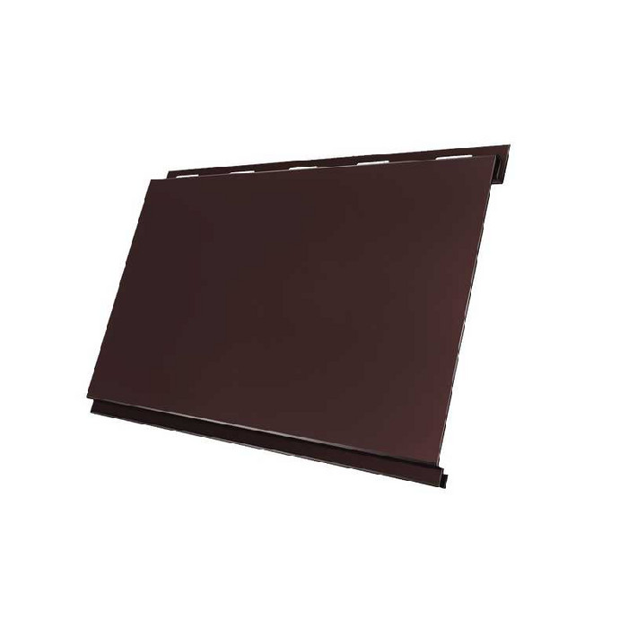 Металлический сайдинг Grand Line Вертикаль 0.5 мм classic Drap с пленкой RAL 8017 шоколад