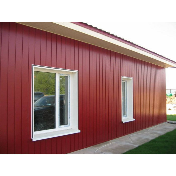 Металлический сайдинг Grand Line Вертикаль 0.5 мм classic Quarzit lite с пленкой RAL 3005 красное вино фото 2