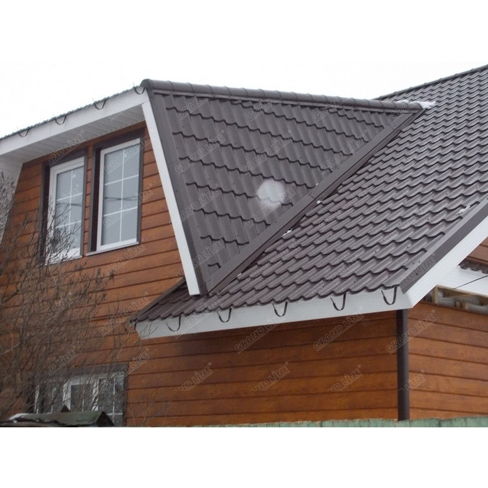 Металлический сайдинг Grand Line Вертикаль 0.5 мм gofr Quarzit с пленкой Cuprum Steel фото 3