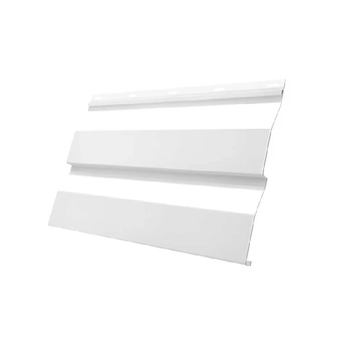 Металлический сайдинг Grand Line Корабельная Доска 0.5 мм Satin с пленкой RAL 9003 сигнальный белый