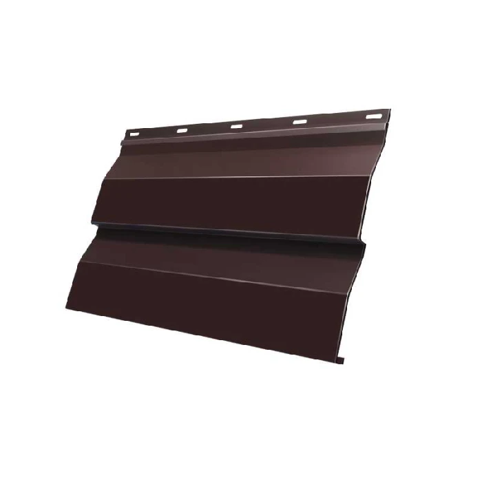 Металлический сайдинг Grand Line Корабельная Доска 0.5 мм Atlas с пленкой RAL 8017 шоколад