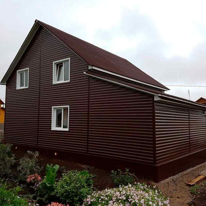 Металлический сайдинг Grand Line Корабельная Доска XL 0.45 мм Drap RR 32 темно-коричневый фото 2