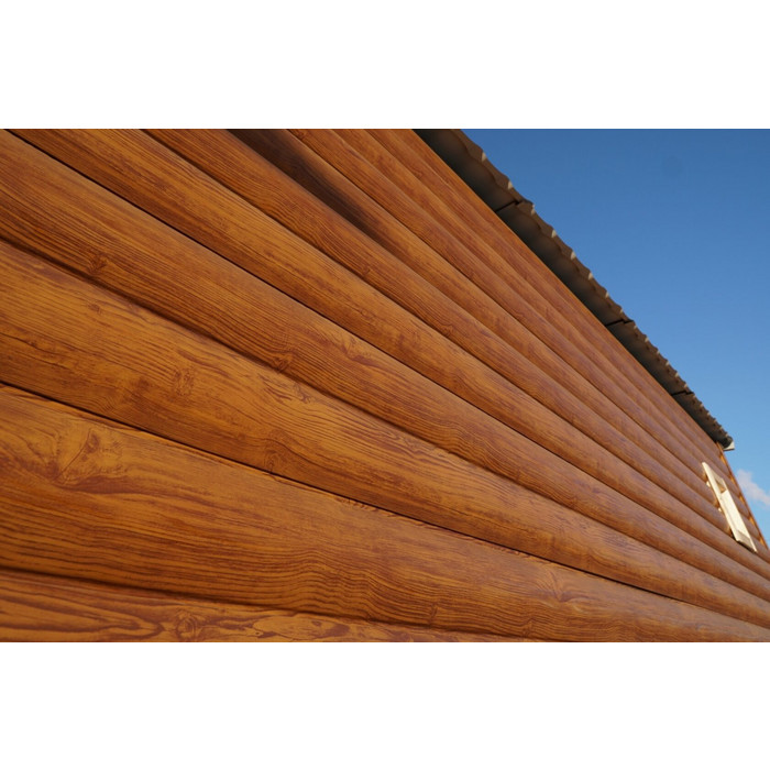 Металлический сайдинг Grand Line Сталь Блок-хаус 0.45 мм Print Twincolor с пленкой Golden Wood фото 4