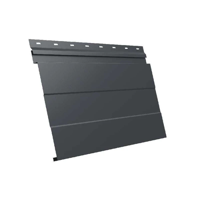 Металлический сайдинг Grand Line Фасадная панель 0.5 мм Satin с пленкой RAL 7024 мокрый асфальт