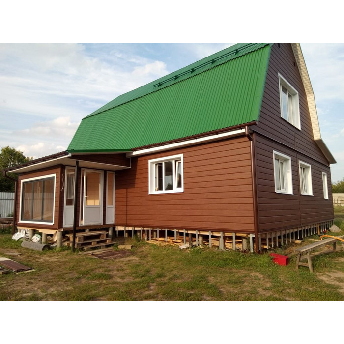 Металлический сайдинг Grand Line ЭкоБрус 0.45 мм PE RAL 6005 зеленый мох фото 2