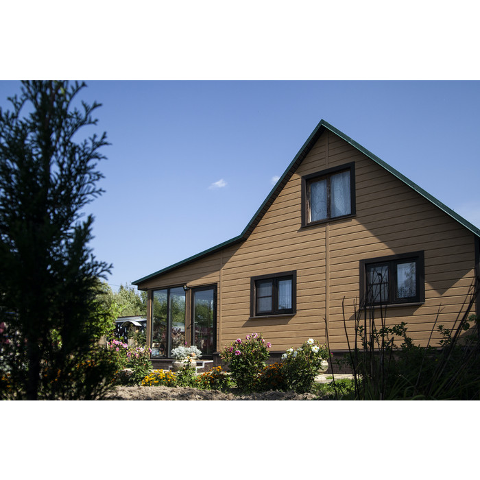 Металлический сайдинг Grand Line ЭкоБрус 0.45 мм Gofr Print Elite Honey Wood фото 2