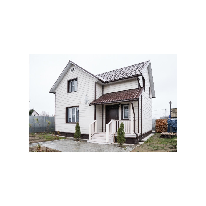 Металлический сайдинг Grand Line ЭкоБрус 0.45 мм Gofr Print Elite Milky Wood фото 2