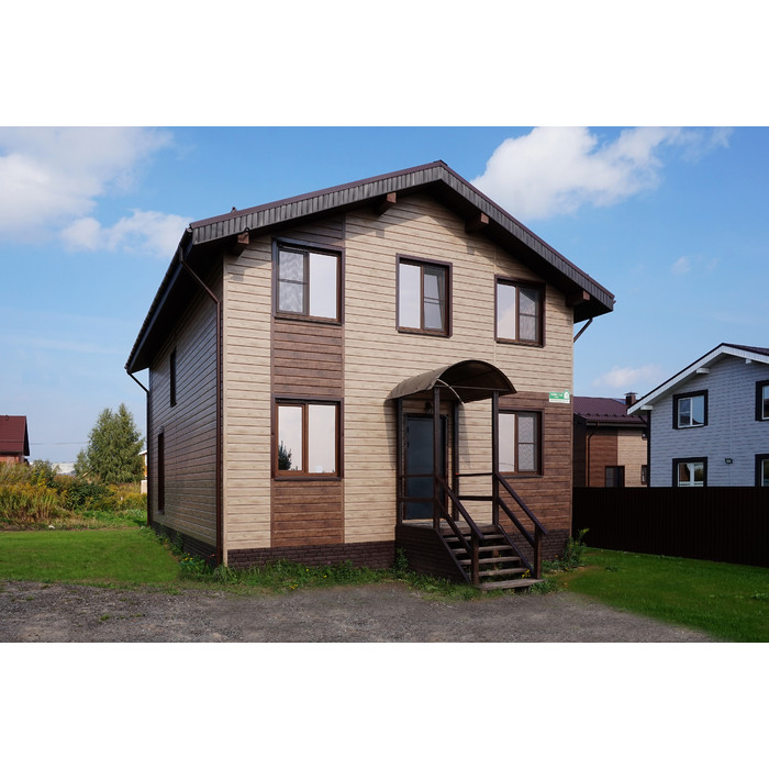 Металлический сайдинг Grand Line ЭкоБрус 0.45 мм Gofr Print Elite с пленкой Coffee Wood фото 2