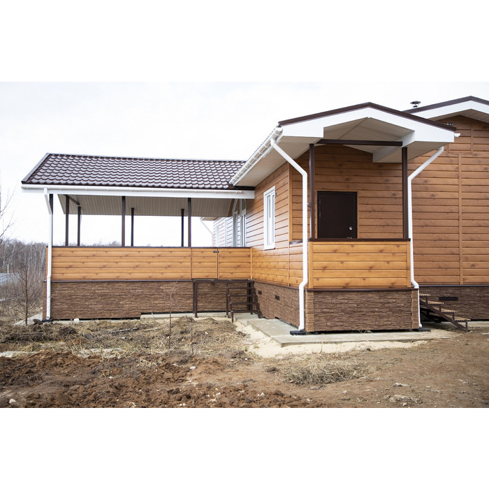 Металлический сайдинг Grand Line ЭкоБрус 0.45 мм Gofr Print Elite с пленкой Nutwood фото 2