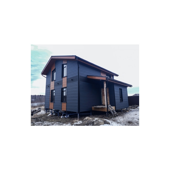Металлический сайдинг Grand Line ЭкоБрус 0.5 мм Gofr Quarzit с пленкой Cuprum Steel фото 2