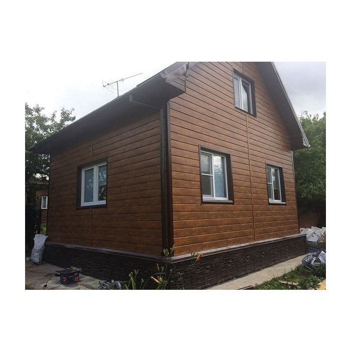 Металлический сайдинг Grand Line ЭкоБрус 0.45 мм Print Elite Choco Wood фото 2