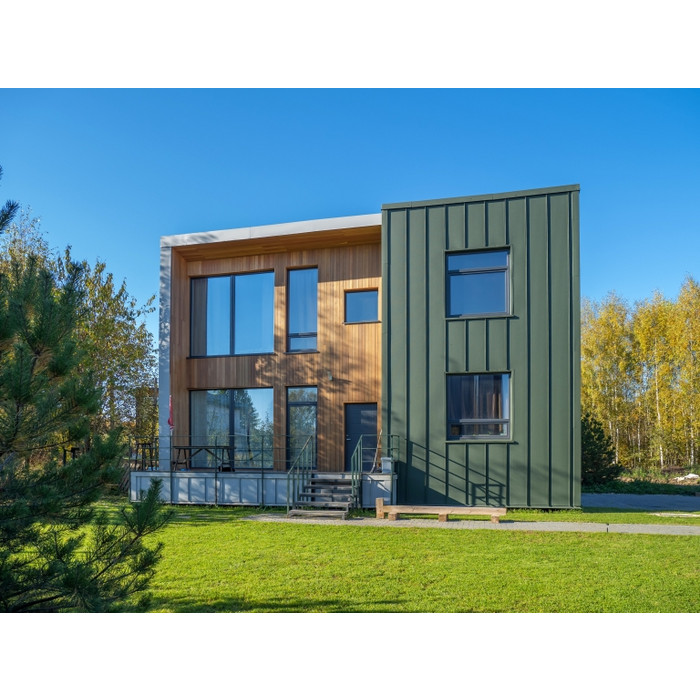 Металлический сайдинг Grand Line ЭкоБрус 0.5 мм Velur RAL 6020 хромовая зелень фото 2